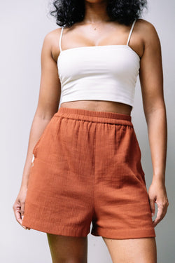 Summer Daisy Organic Cotton Terracotta Shorts