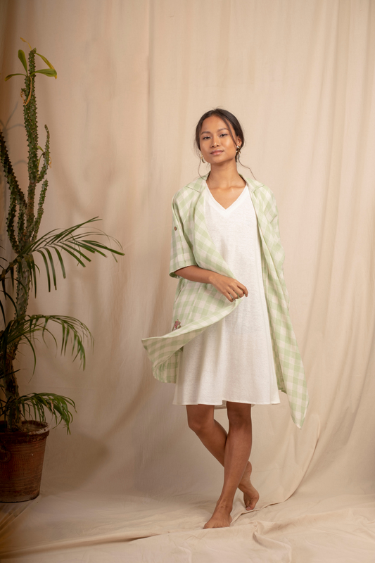 summer white hemp knit dress