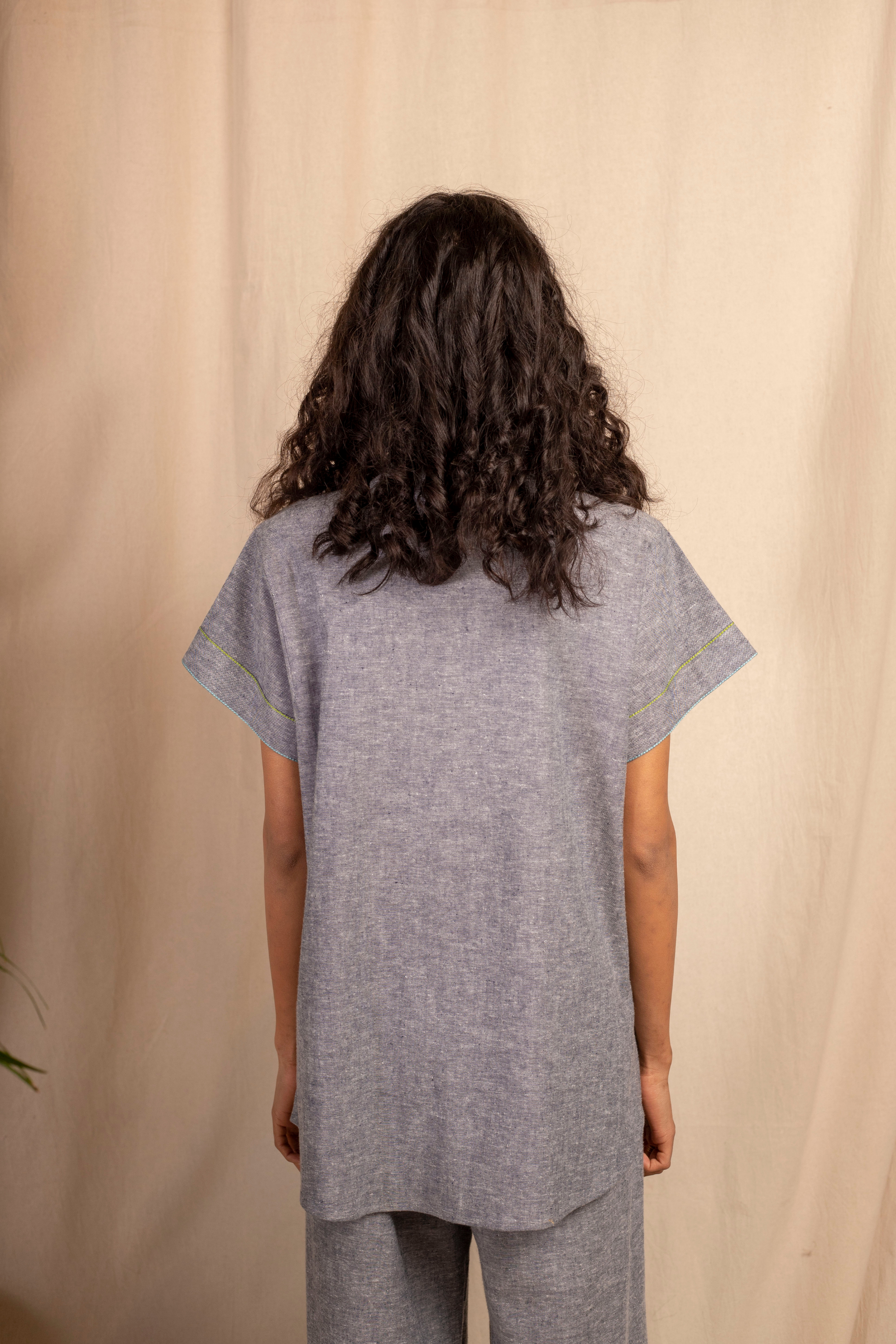  Sui | SUMMERTIME embroidered hemp denim casual shirt from Granita Summer Collection 2019