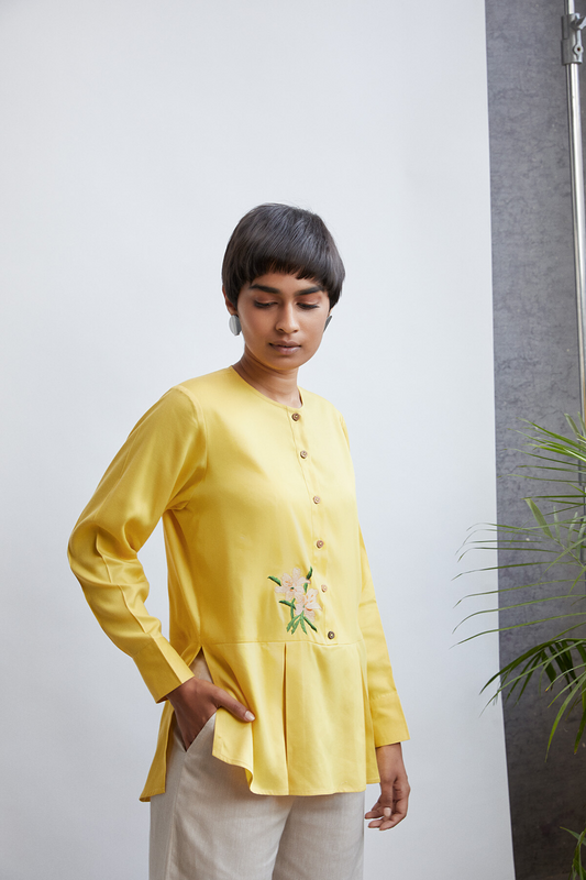 Sunny orchid yellow tencel top