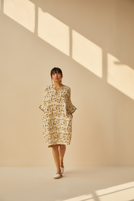 Sunshine Poppy handwoven organic cotton dress
