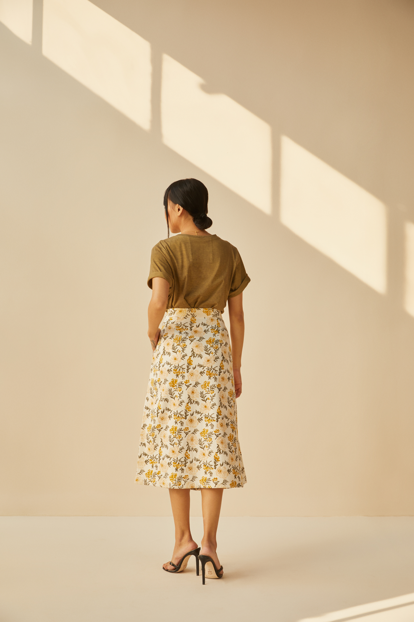 Sunshine Poppy handwoven organic cotton skirt