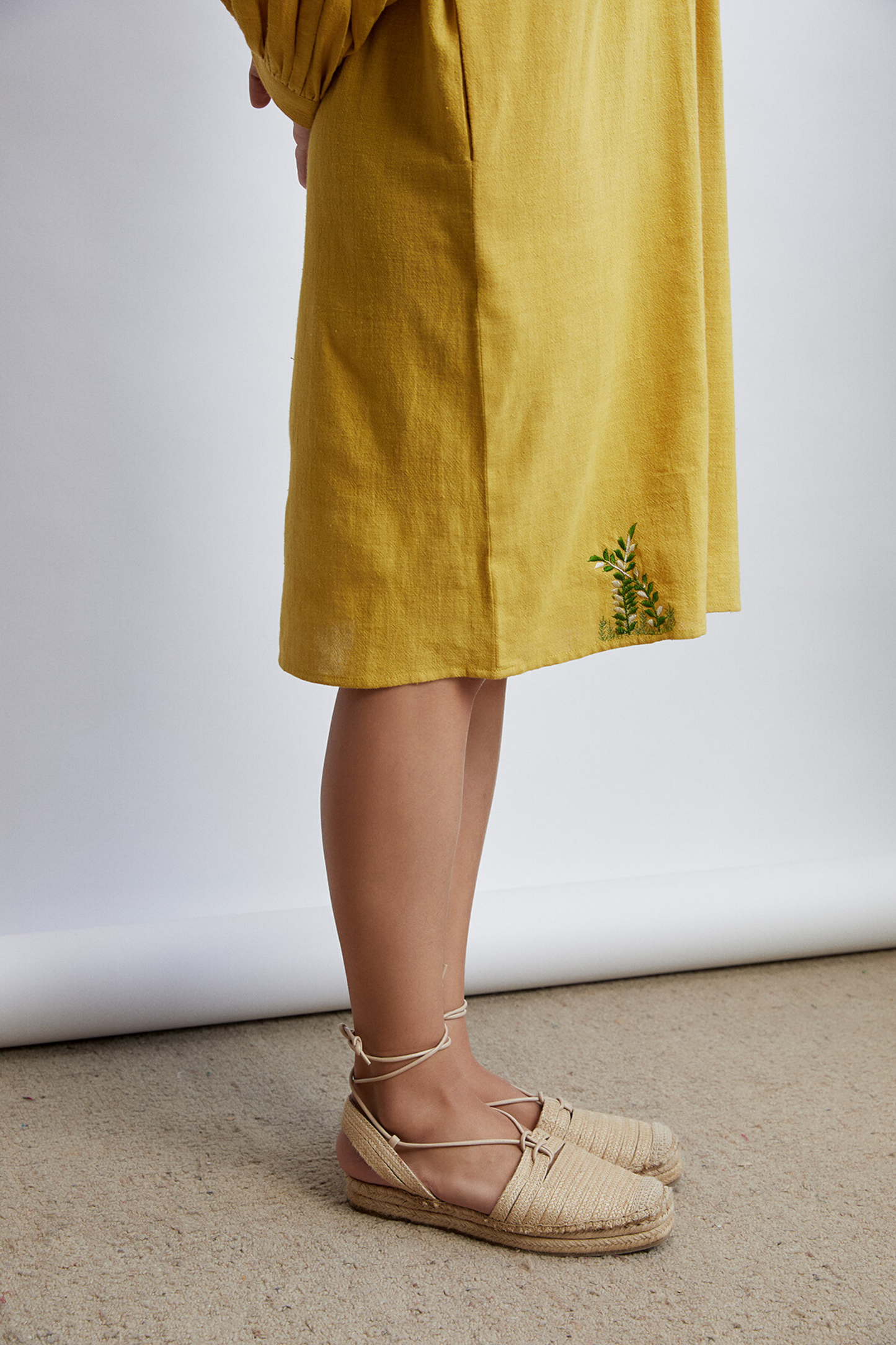 Sunshine handwoven organic cotton v-neck dress