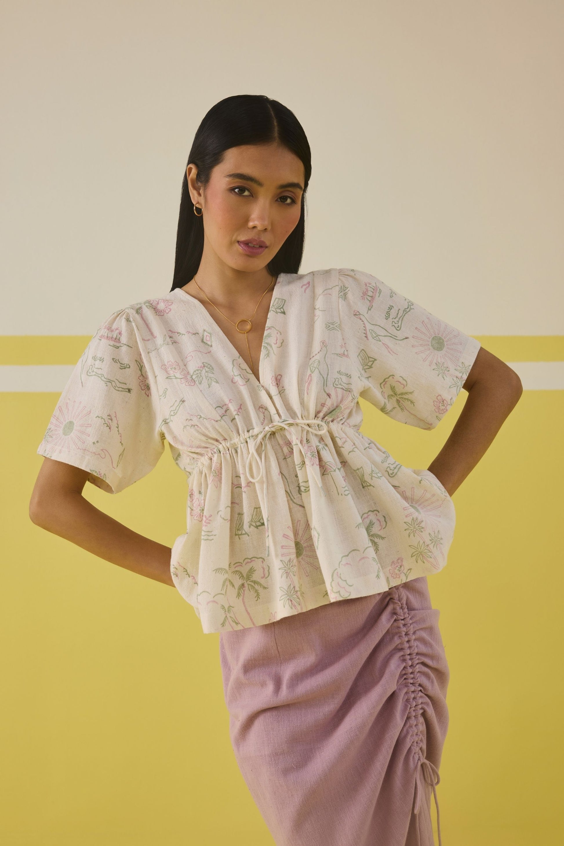 Sweet Sunshine Handspun Handwoven Organic Cotton Peplum Top