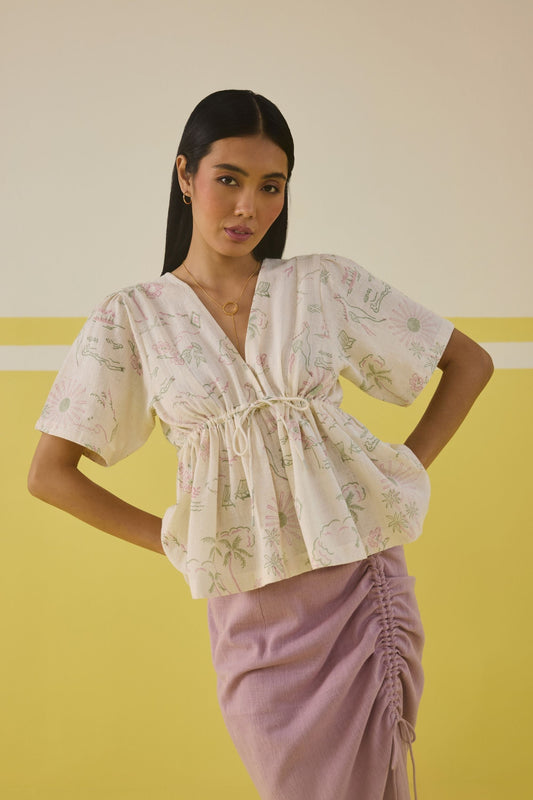 Sweet Sunshine Handspun Handwoven Organic Cotton Peplum Top