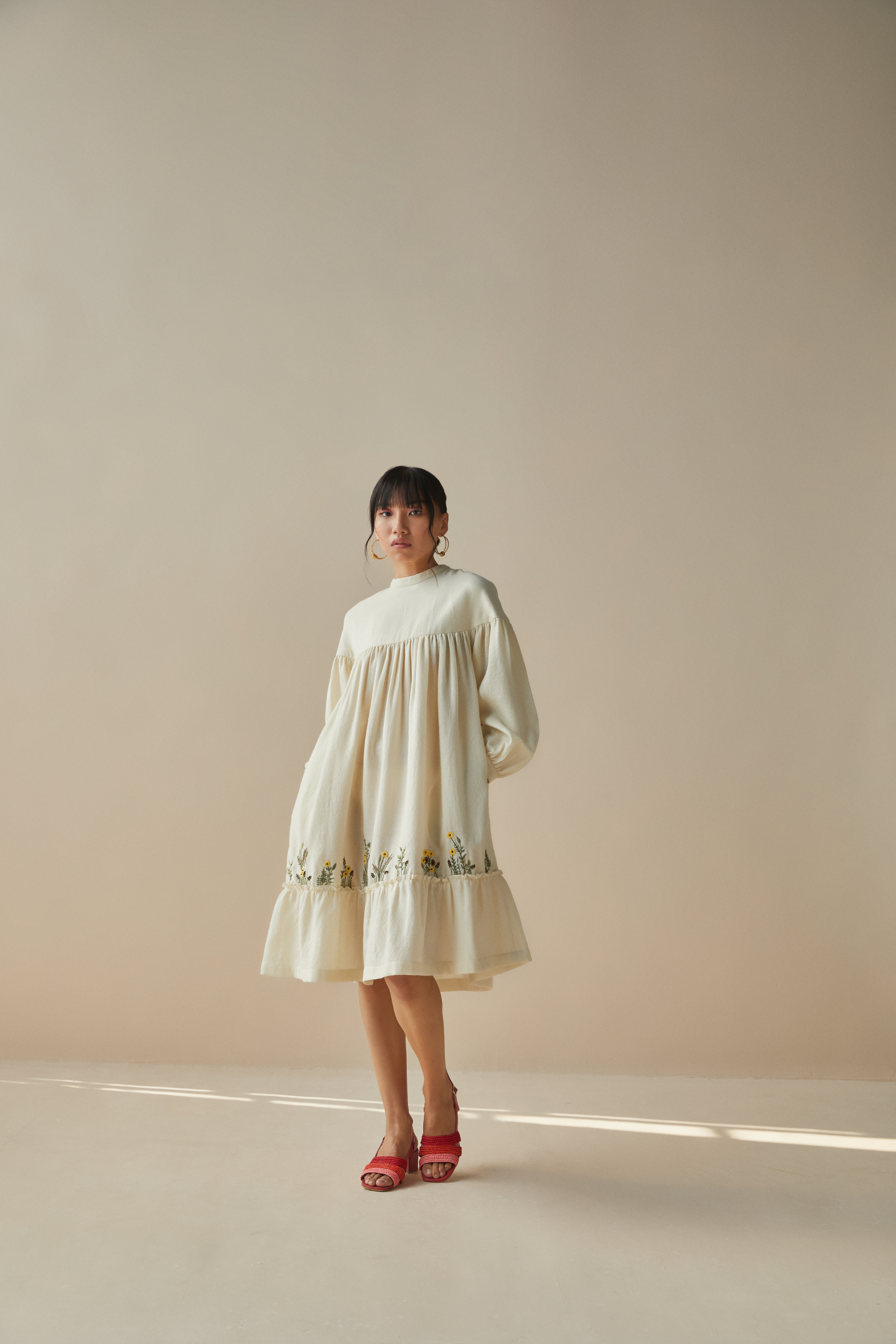 The dreamy long sleeve handwoven wool dress