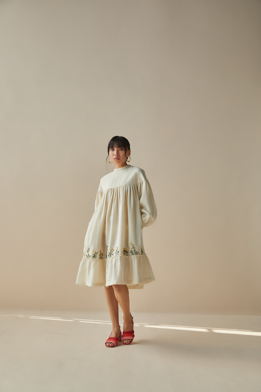 The dreamy long sleeve handwoven wool dress