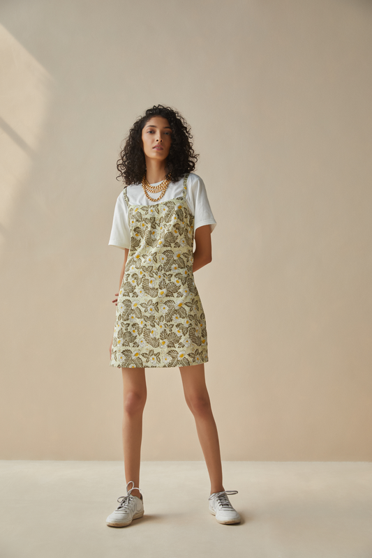 The earth hemp print strappy short dress
