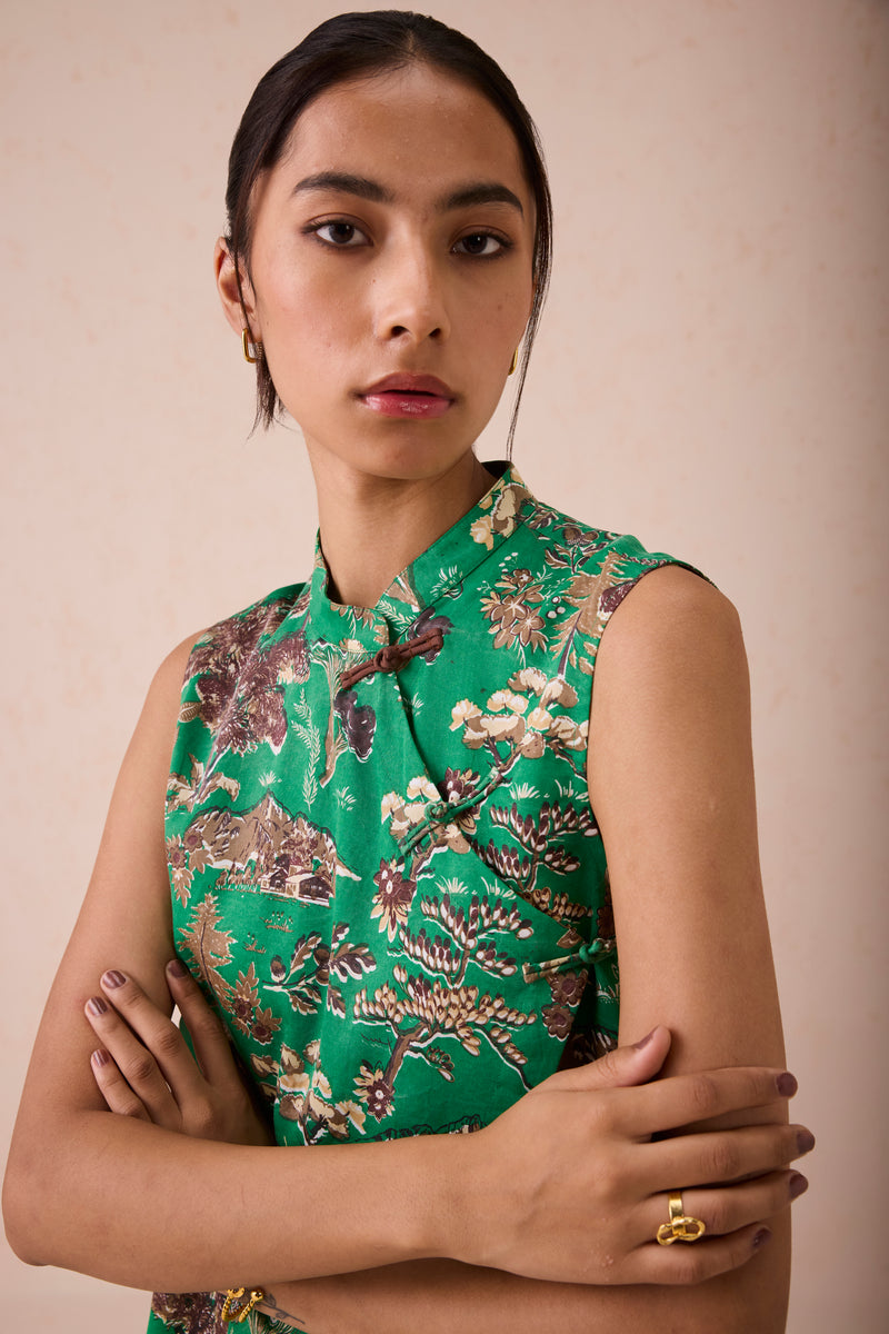 The Evergreen Luck Tencel Cheongsam Blouse