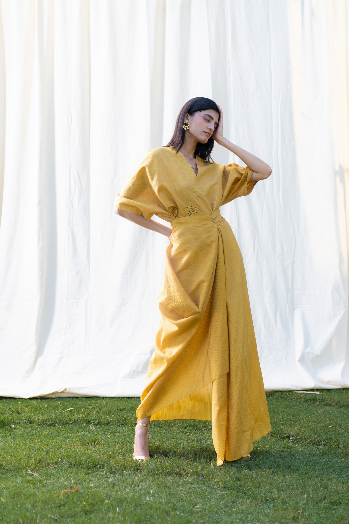 The Golden silk drape skirt