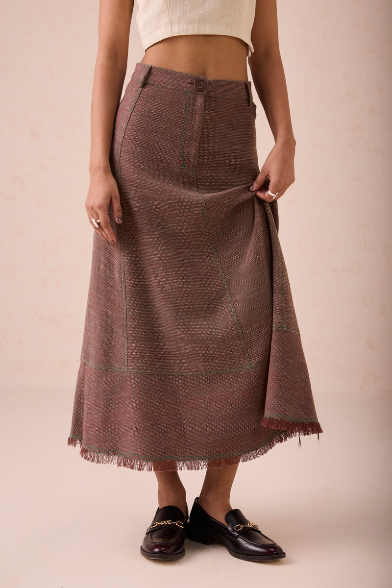 The Hazel Sun Handspun Handwoven Organic Cotton Midi Skirt