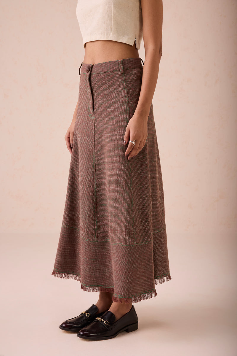 The Hazel Sun Handspun Handwoven Organic Cotton Midi Skirt