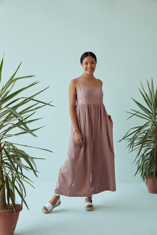 the masti handwoven organic cotton sleeveless jumpsuit