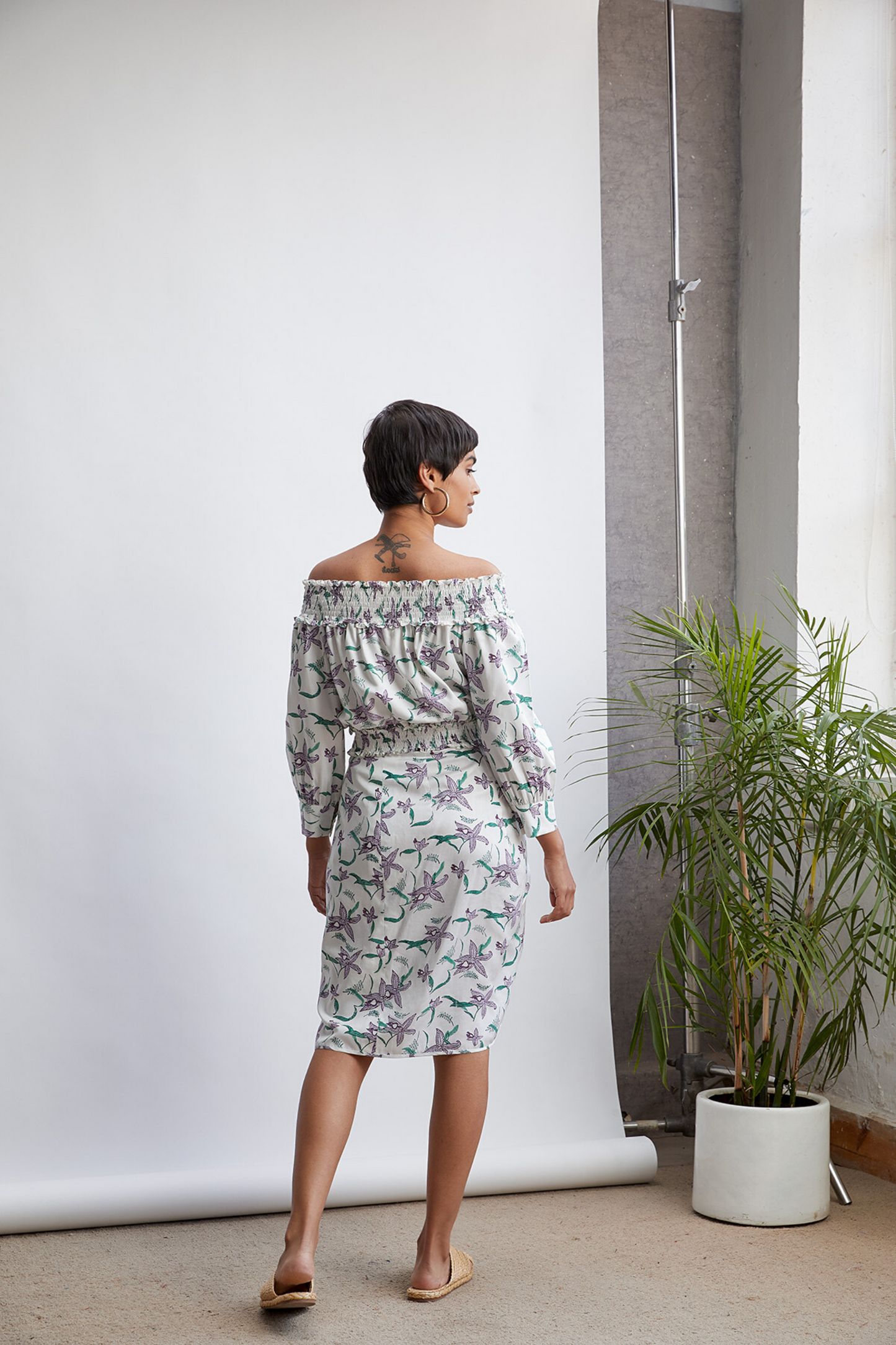 The Orchid Garden off-the-shoulder top