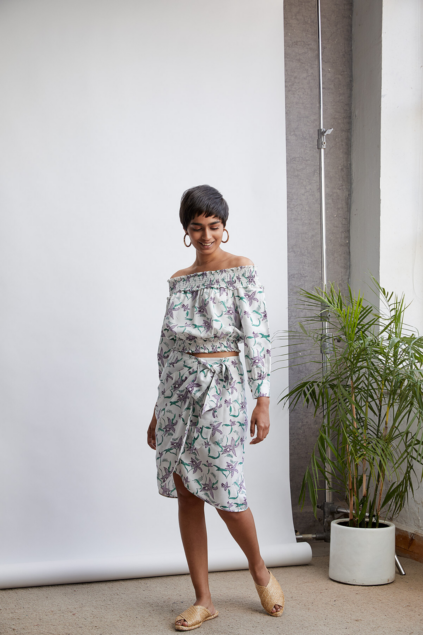 The Orchid Garden off-the-shoulder top