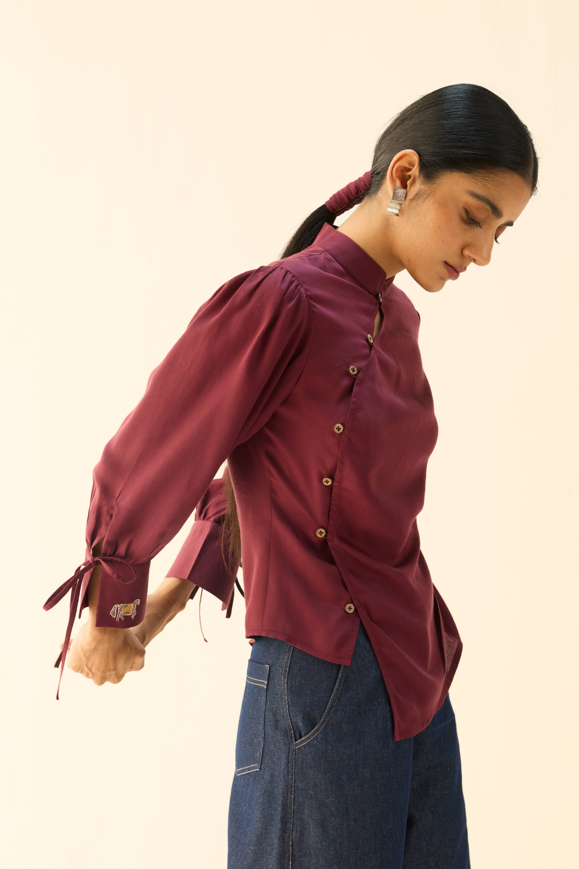 The Plum Cheongsam Tencel Top