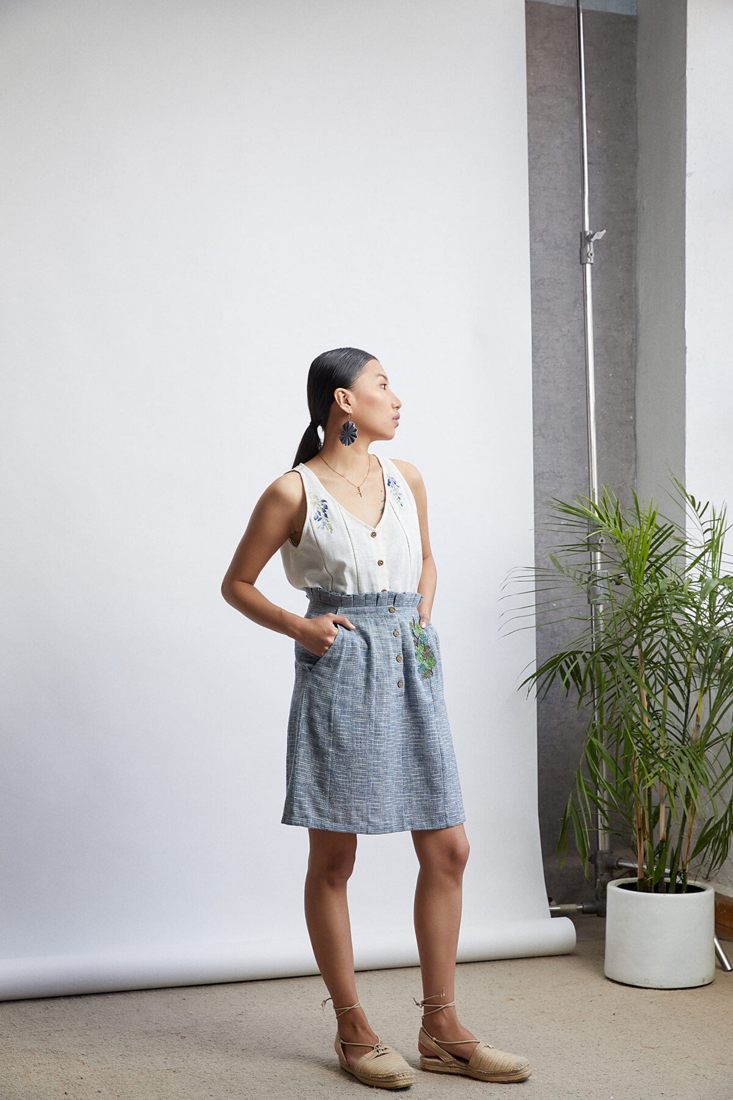 The Sea-rious handwoven organic cotton midi skirt