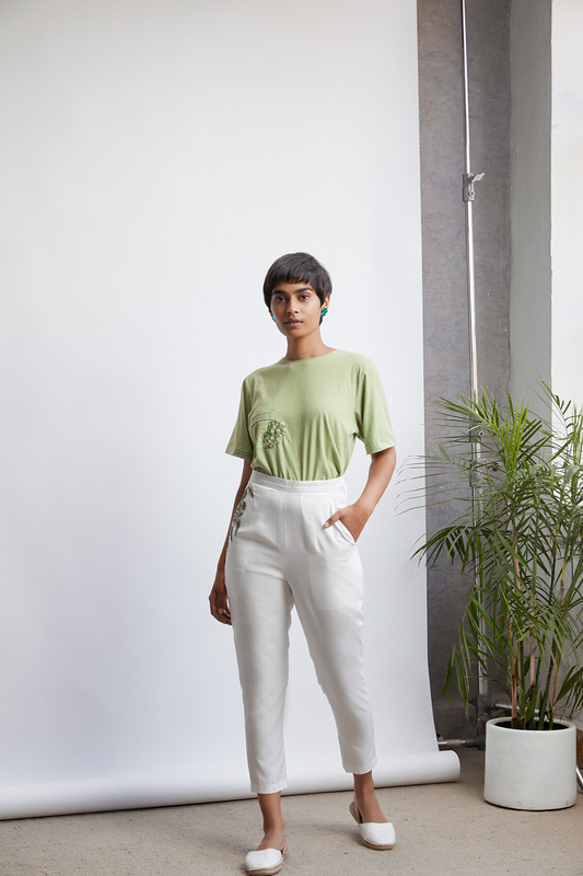 The Strait fitted tencel trousers