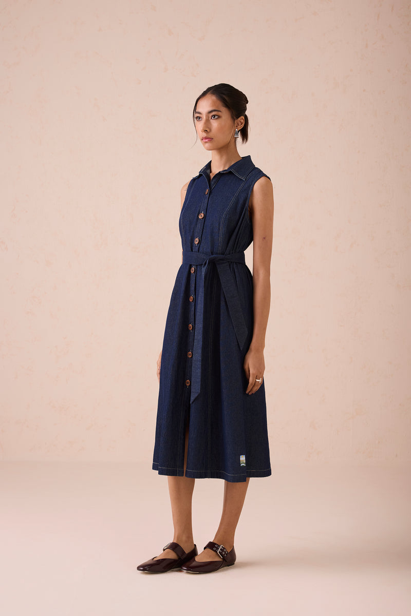 The Sunrise Denim Midi Dress