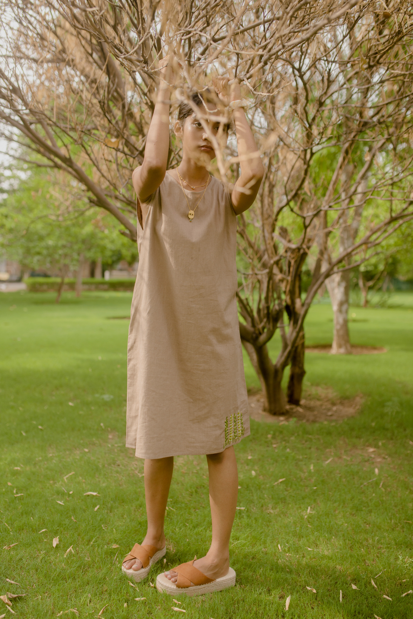 Sui | THE PACIFIC herbal-dyed hemp shift dress from Flow Winter Collection 2019