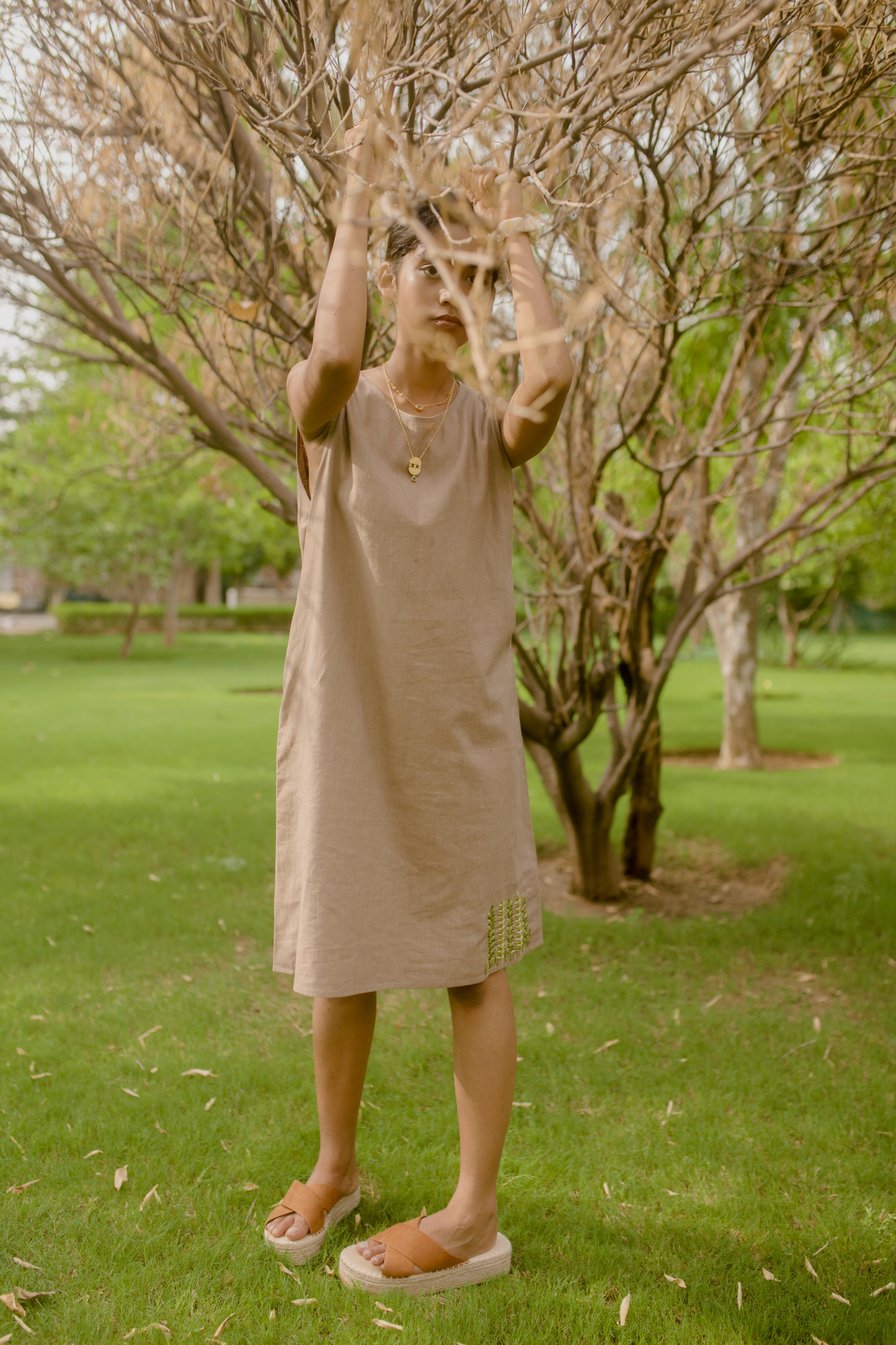 Sui | THE PACIFIC herbal-dyed hemp shift dress from Flow Winter Collection 2019