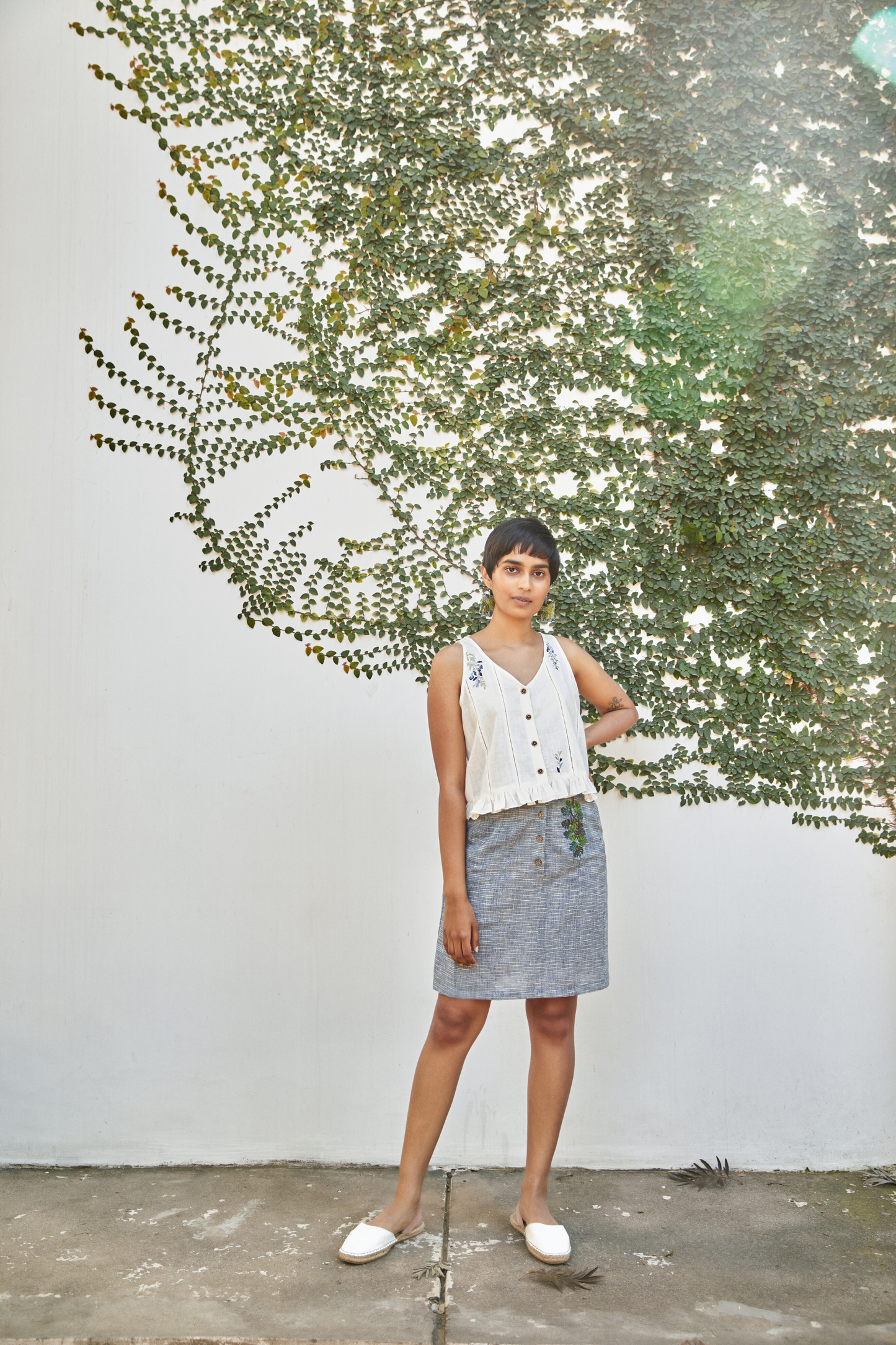The Sea-rious handwoven organic cotton midi skirt