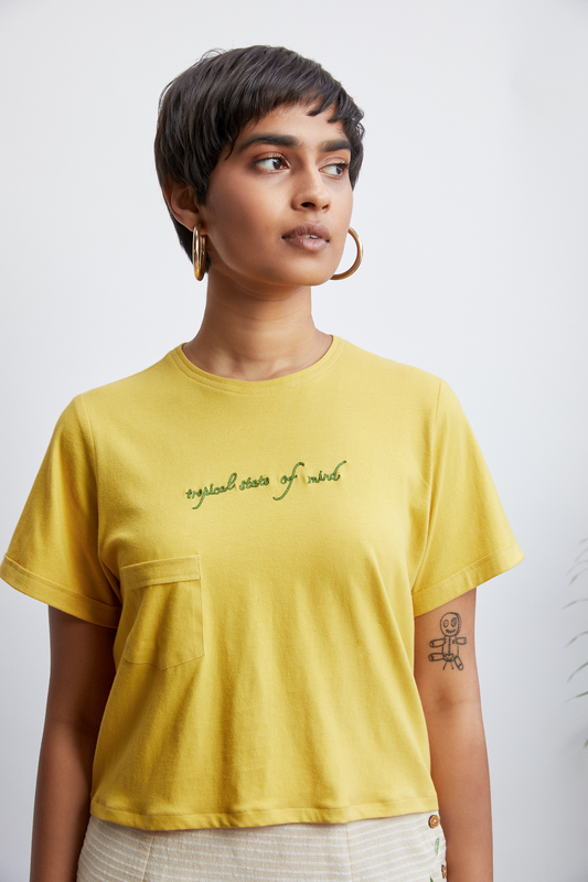 tropical state of mind organic cotton knit pocket t shirt