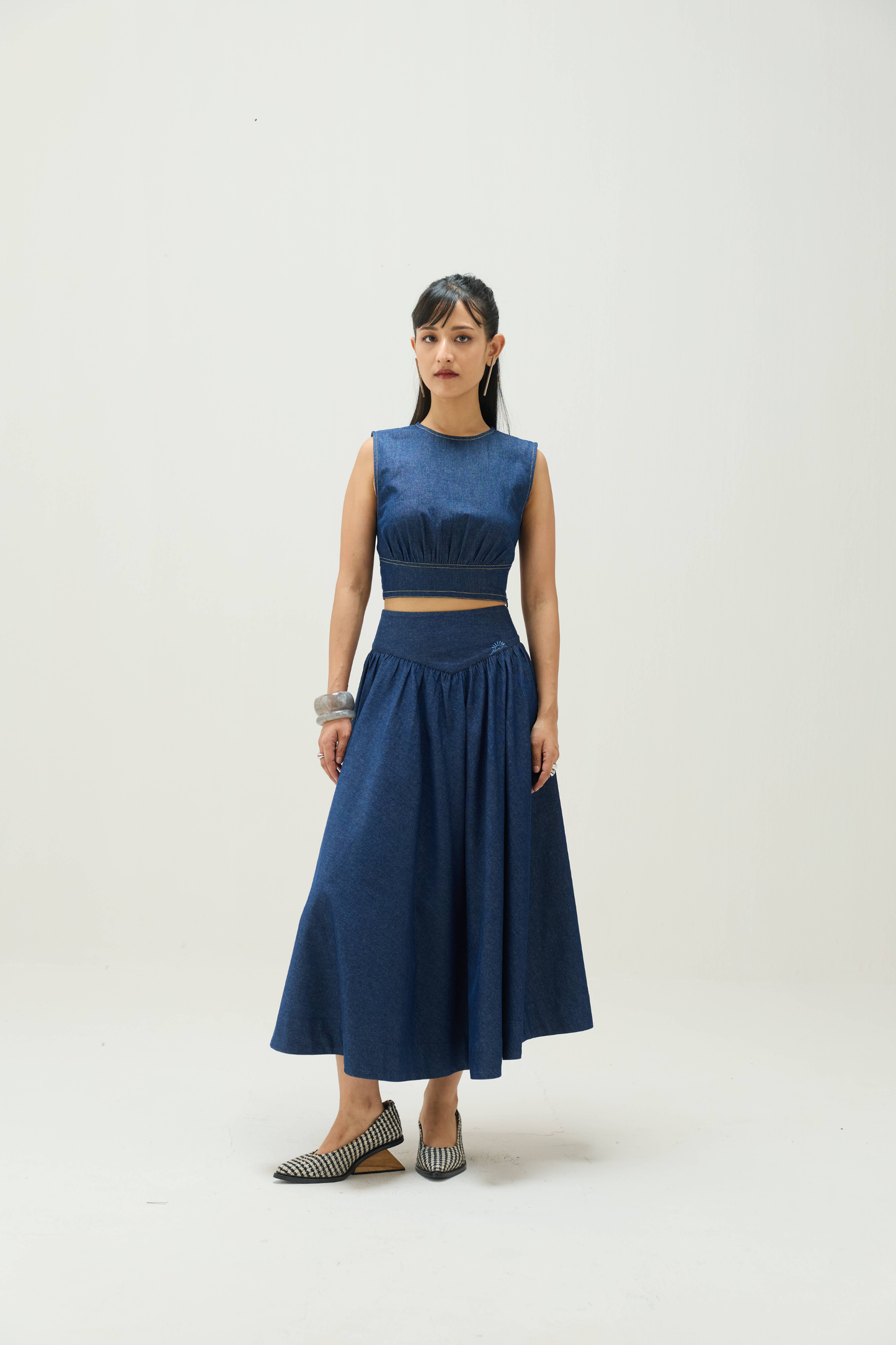 Twilight Sea Sustainable Denim Crop Top