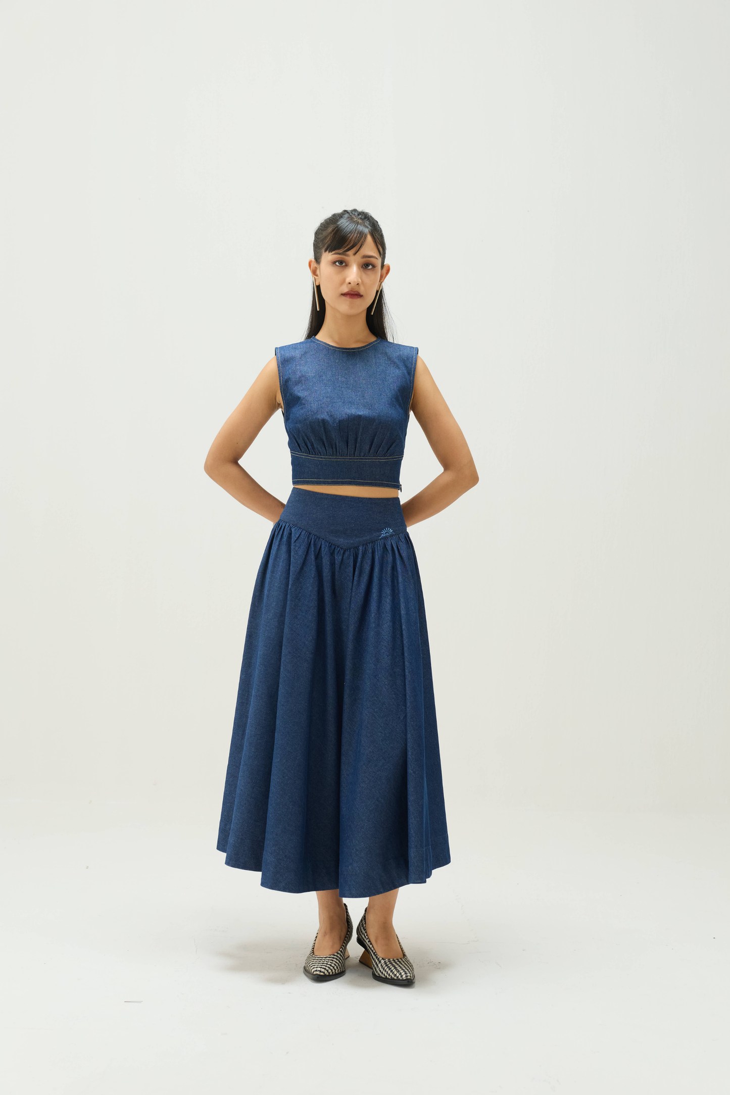 Twilight Sea Sustainable Denim Crop Top