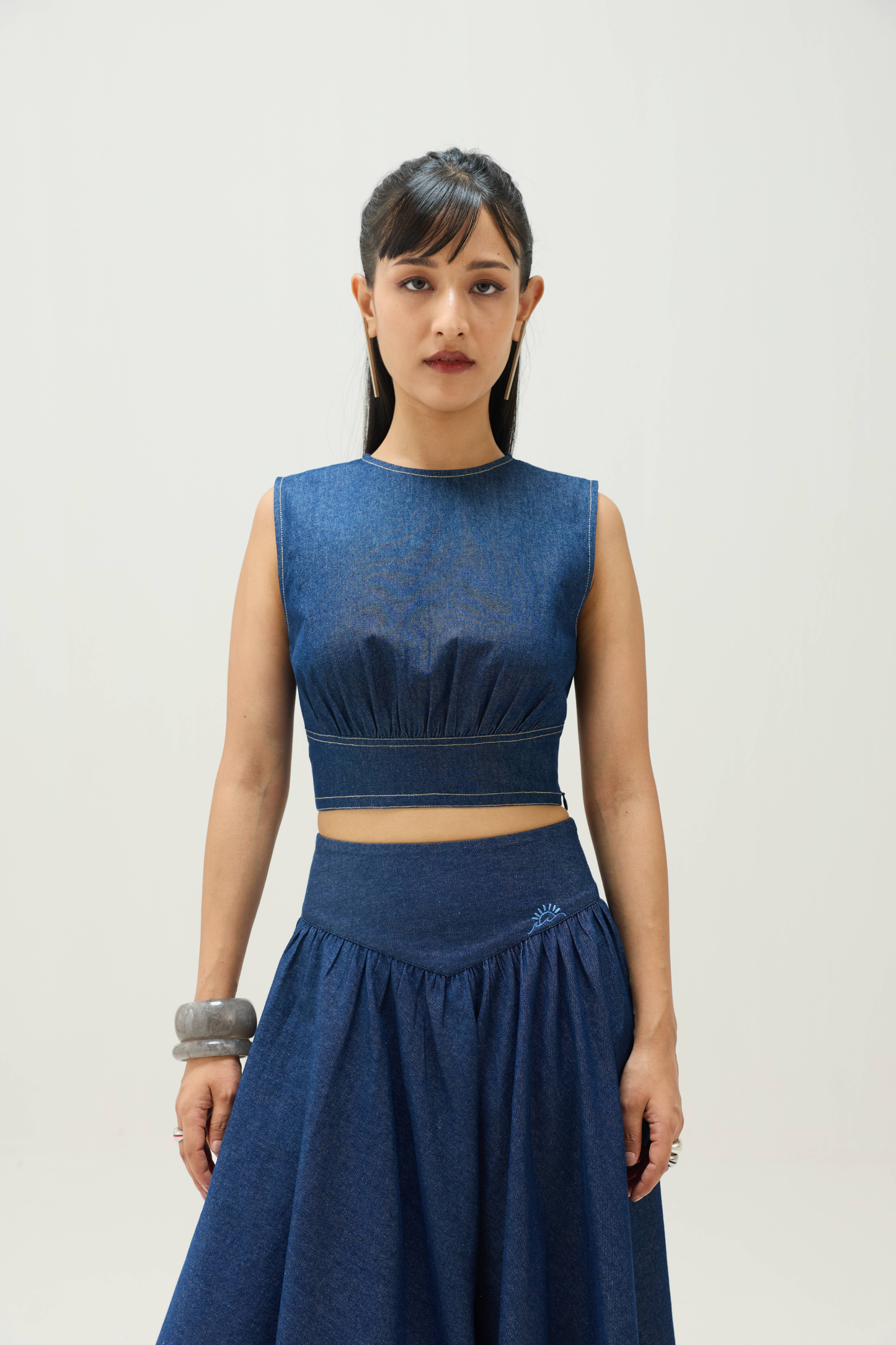 Twilight Sea Sustainable Denim Crop Top