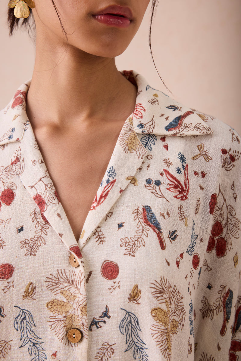 Under The Forest Sky Handspun Handwoven Organic Cotton Shirt