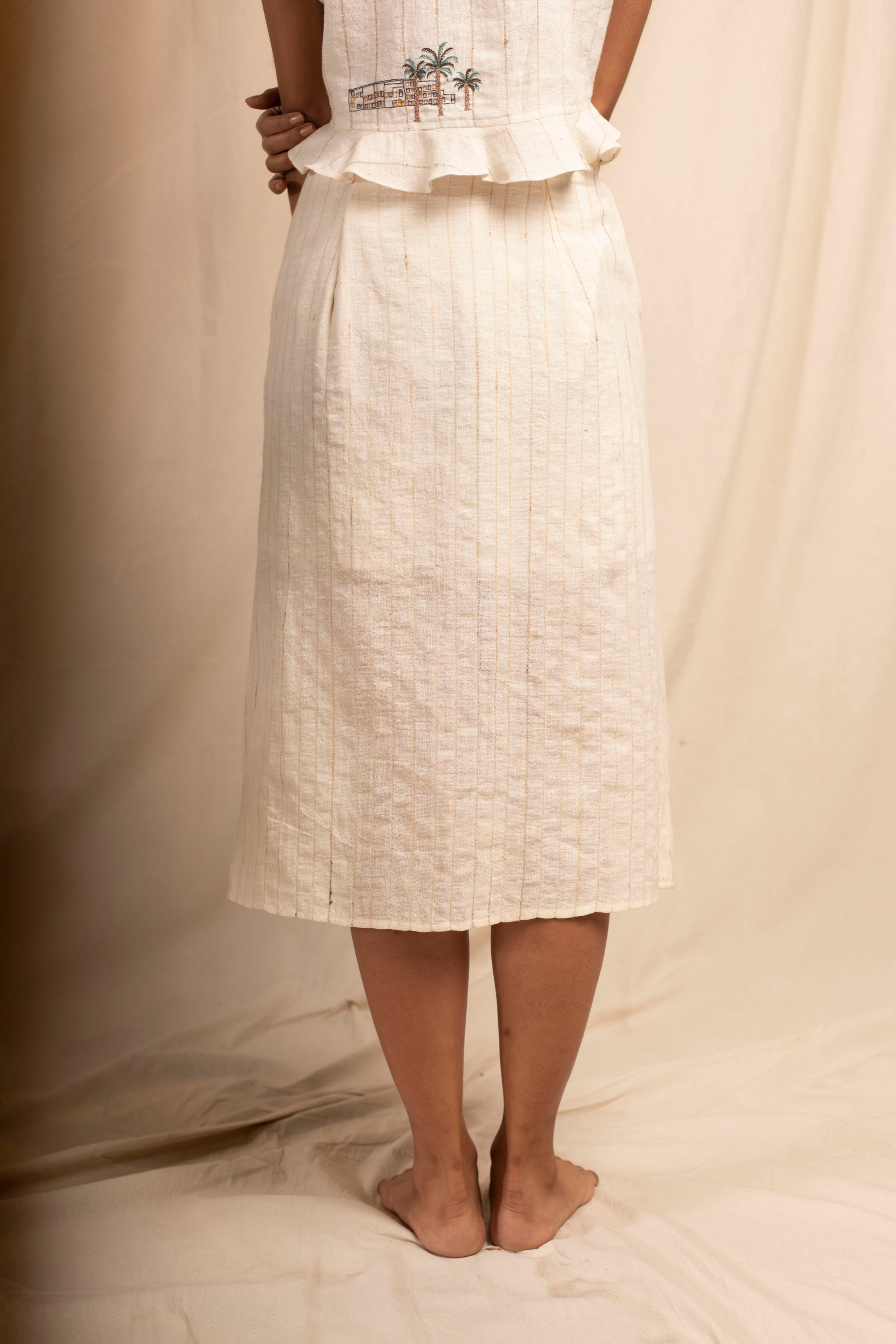 Sui | VANIGLIA hand-embroidered, naturally dyed handwoven organic cotton casual a-line skirt from Granita Summer Collection 2019