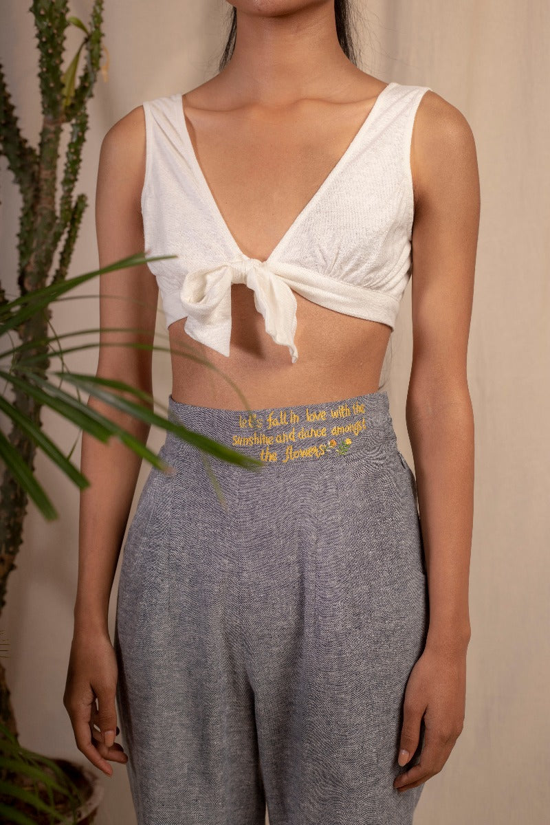 Sui | MARINA embroidered hemp denim casual trousers from Granita Summer Collection 2019