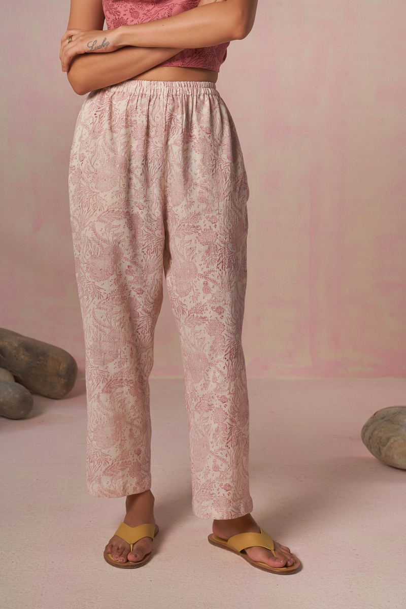 The Coral handspun handwoven organic cotton relaxed trousers