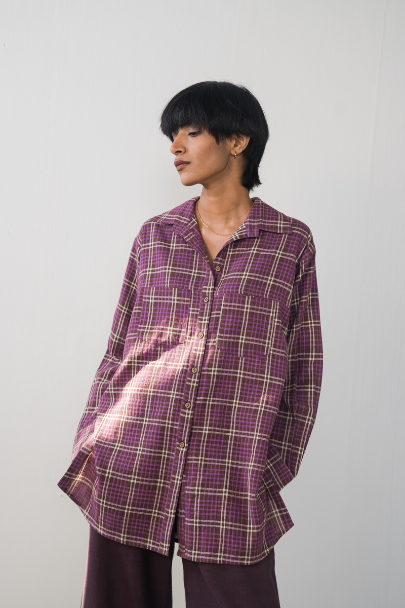 Purple Fields handwoven organic cotton shirt