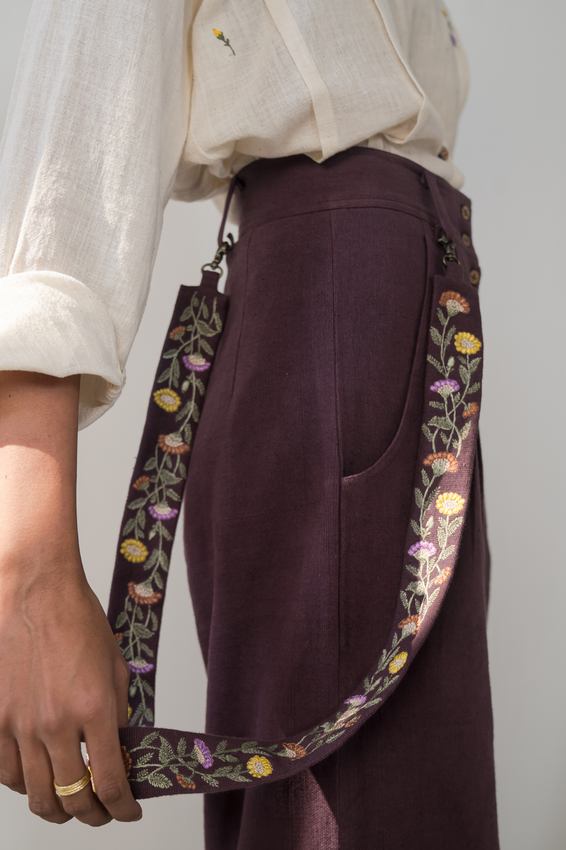 Midnight Bloom handwoven organic cotton trousers