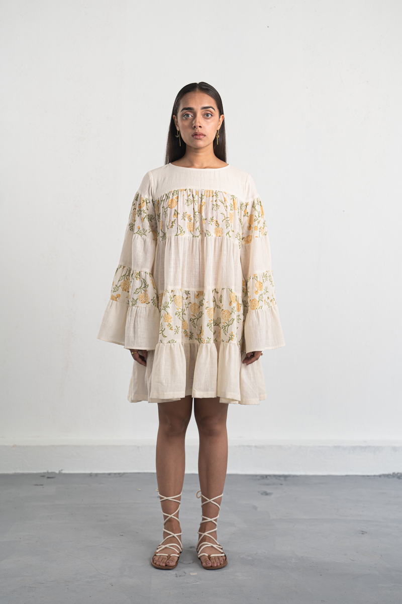 Dreaming of Dahlias handwoven organic cotton dress