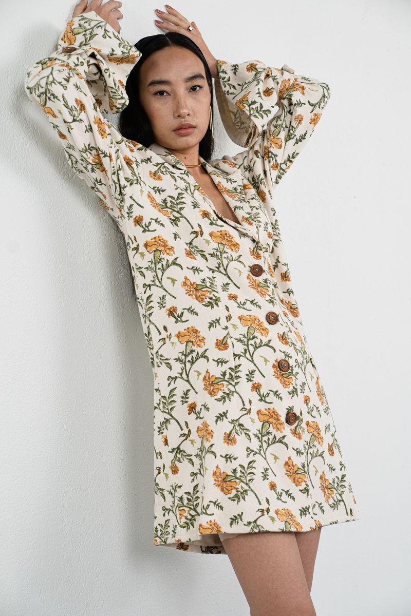 Marigold Joy handwoven organic cotton jacket dress