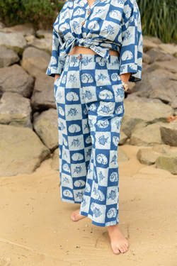 The Ocean Dabu Print Poplin Trousers