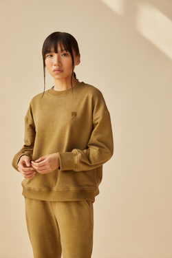 The Palmy olive organic cotton terry jumper